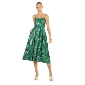 NWT Wisteria Dress Super Natural by Secret Mission Green Tropical Midi Small